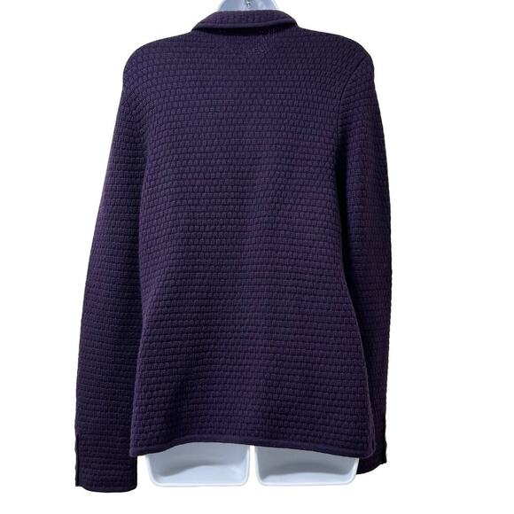 Talbots Womens Merino Wool Knit Blazer Cardigan Size M Royal Purple Academia - Picture 2 of 8